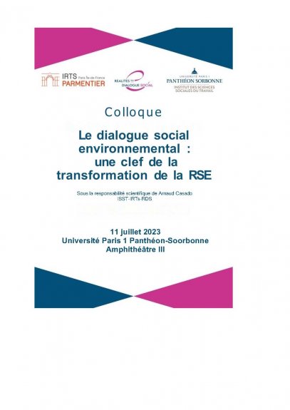 Colloque Le dialogue social environnemental: une clef de la transformation de la RSE